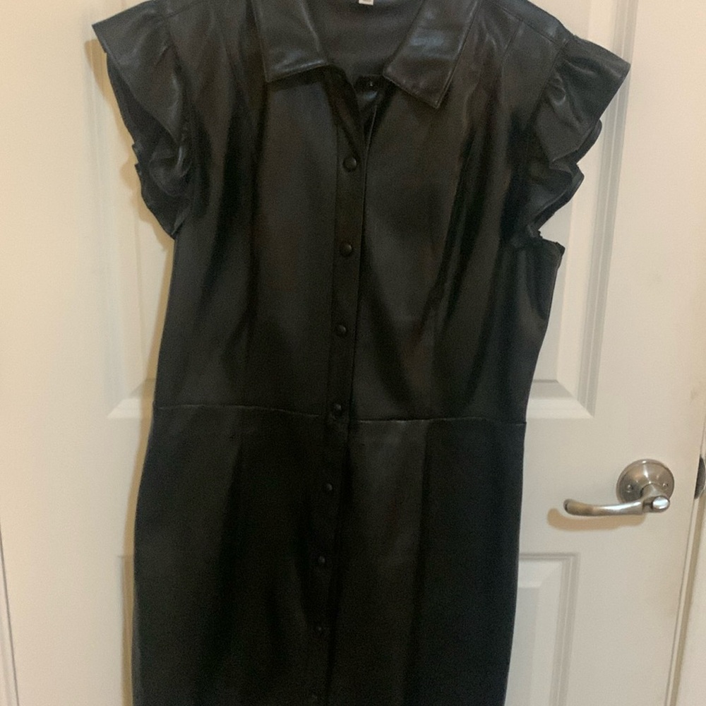 BB Dakota leather flutter sleeve dress